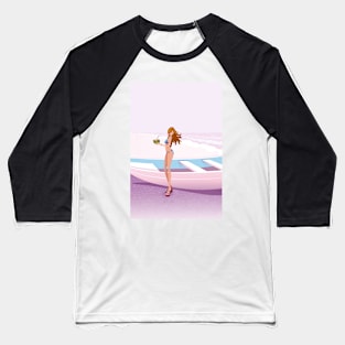 Bikini girl at pink beach Baseball T-Shirt